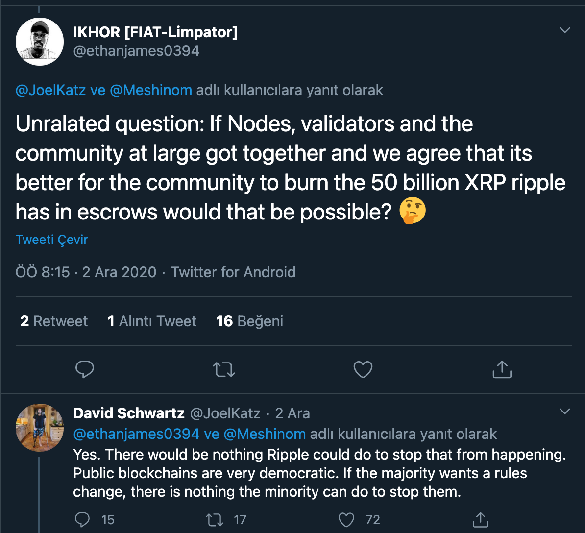 Ripple CTO’su: Çoğunluk Bir Değişiklik İstiyorsa, Azınlığın Yapabileceği Bir Şey Yoktur