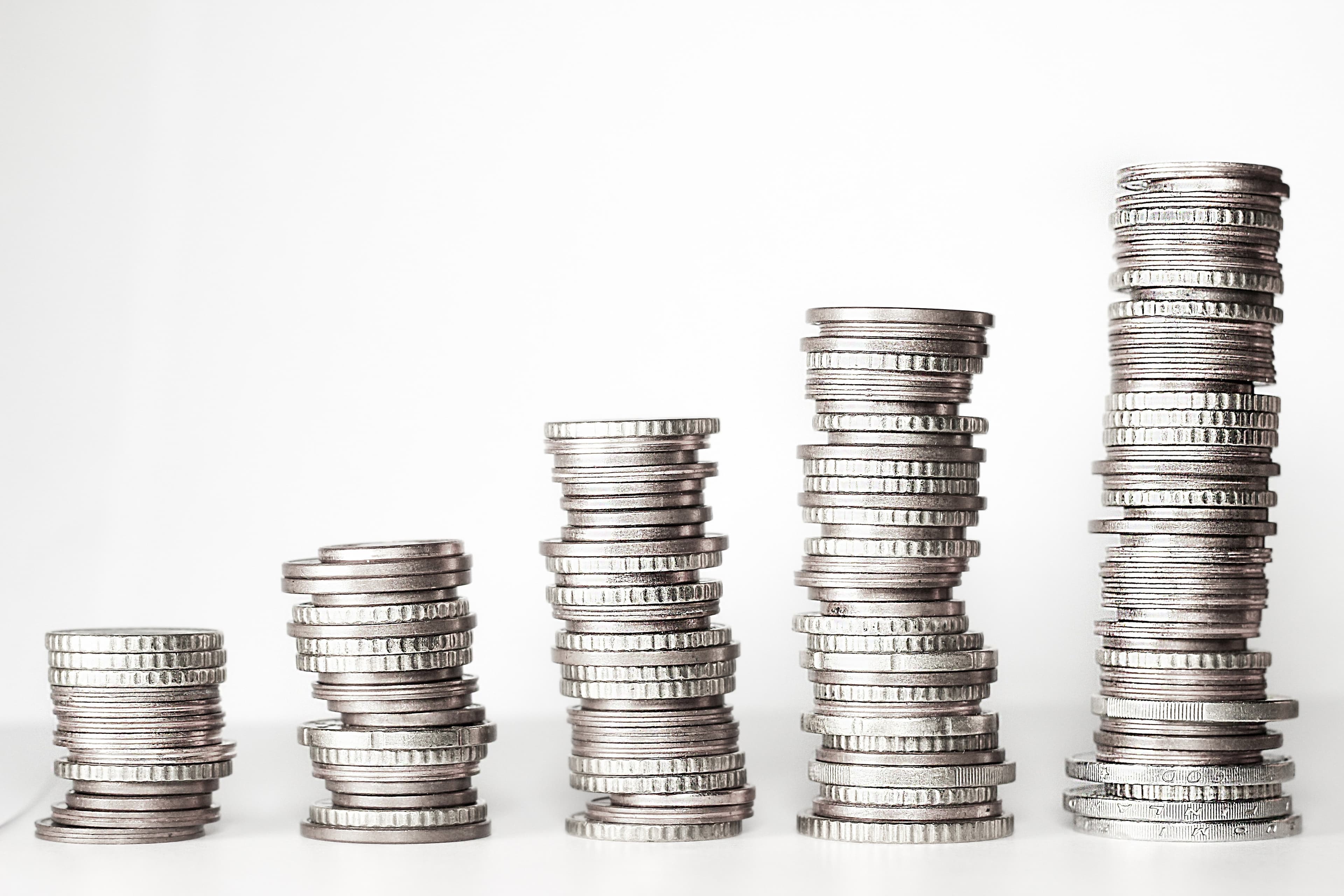 Stacks of coins of increasing height